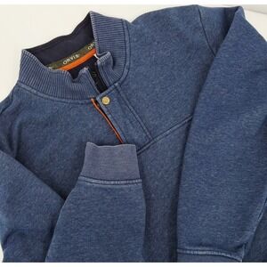 Orvis Sweater Men's Size XX Large Blue Zipper Pullover with a Snap